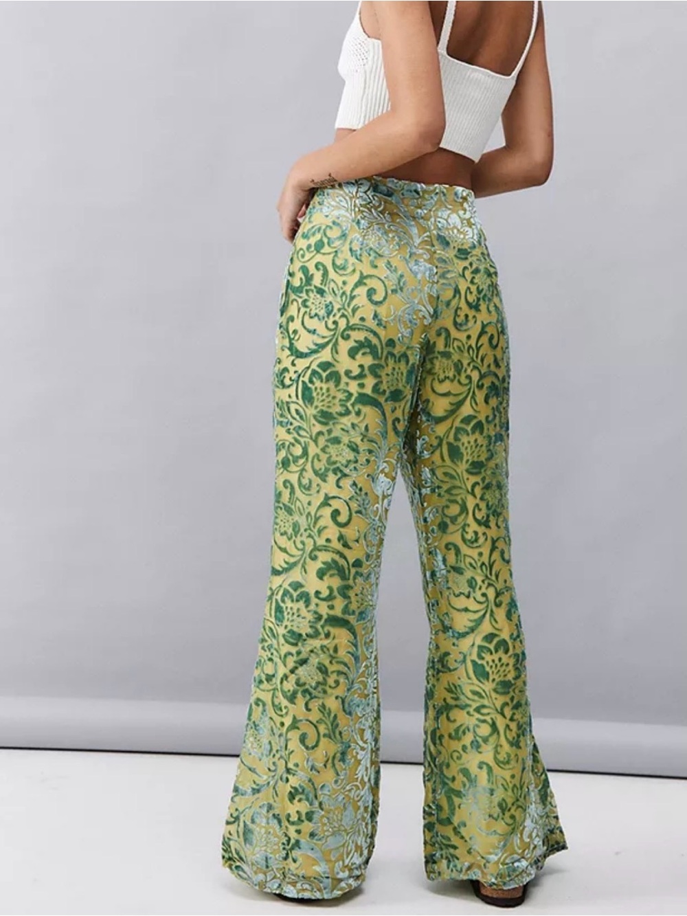 UO London Burnout Velour Flare Pants Size 0